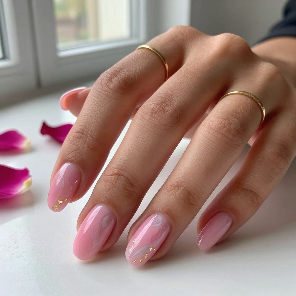 Hot Pink Marble Nails