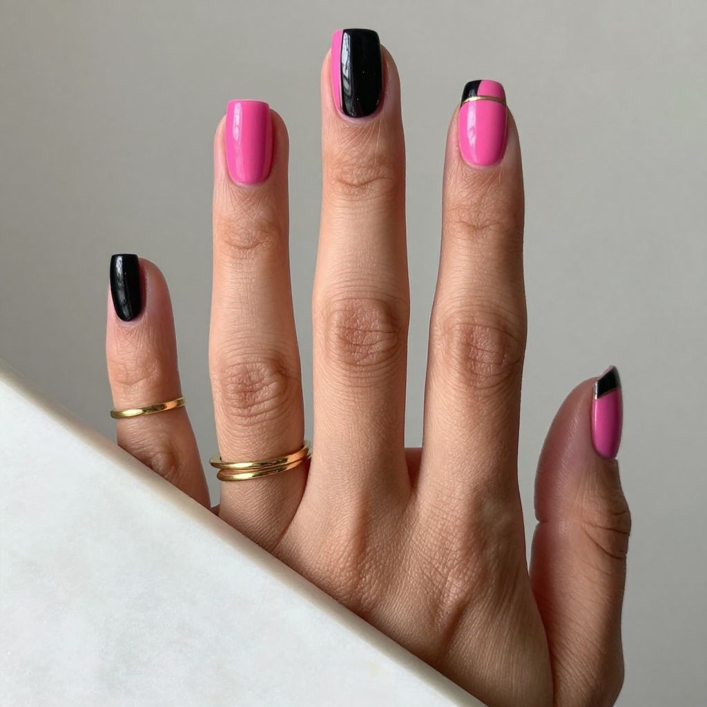 Hot Pink and Black Color Block