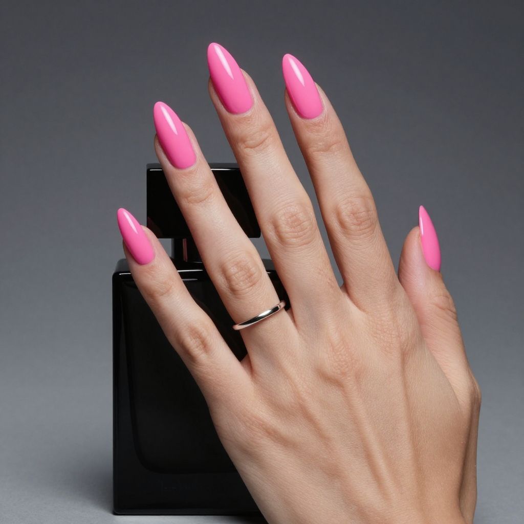 Matte hot pink stiletto nails