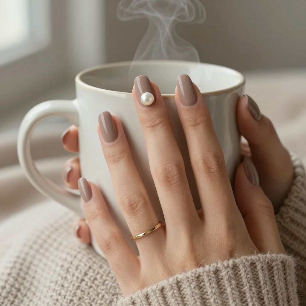 Cozy cashmere matte taupe almond nails