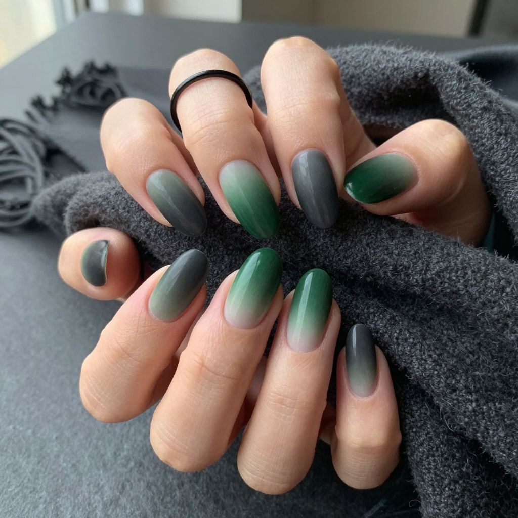 Moody forest gradient pine to charcoal nails
