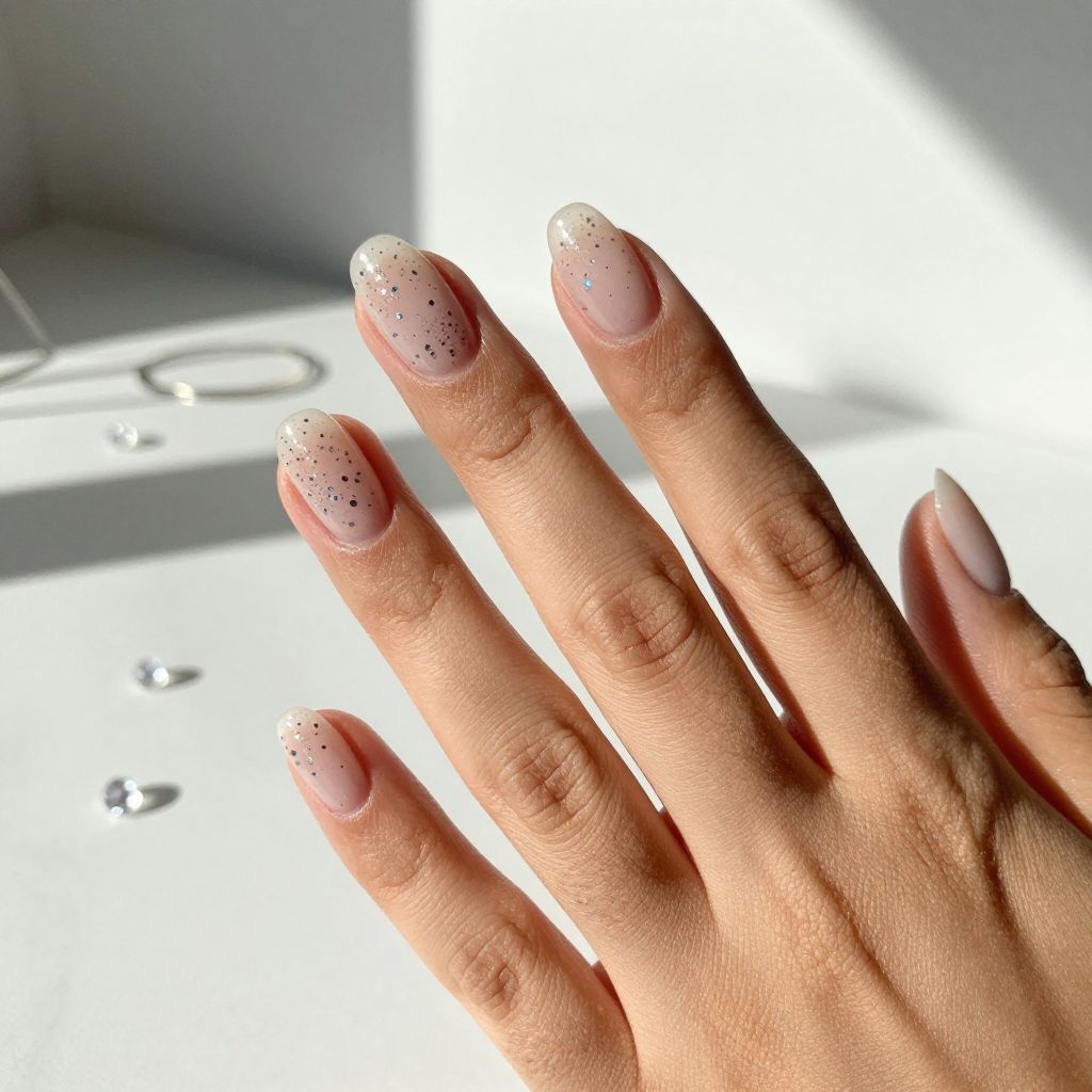 Clear Jelly Nails With Floating Glitter