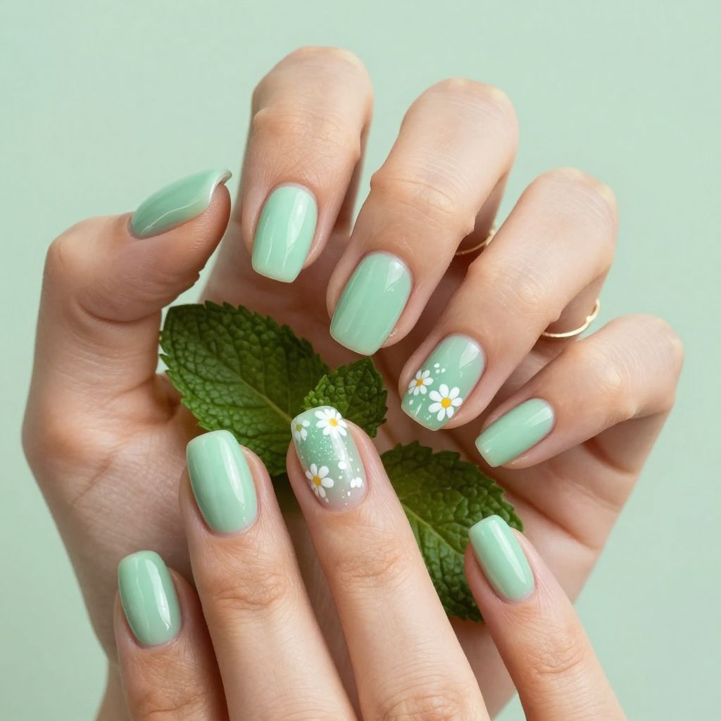 Mint Jelly Short Almond Nails