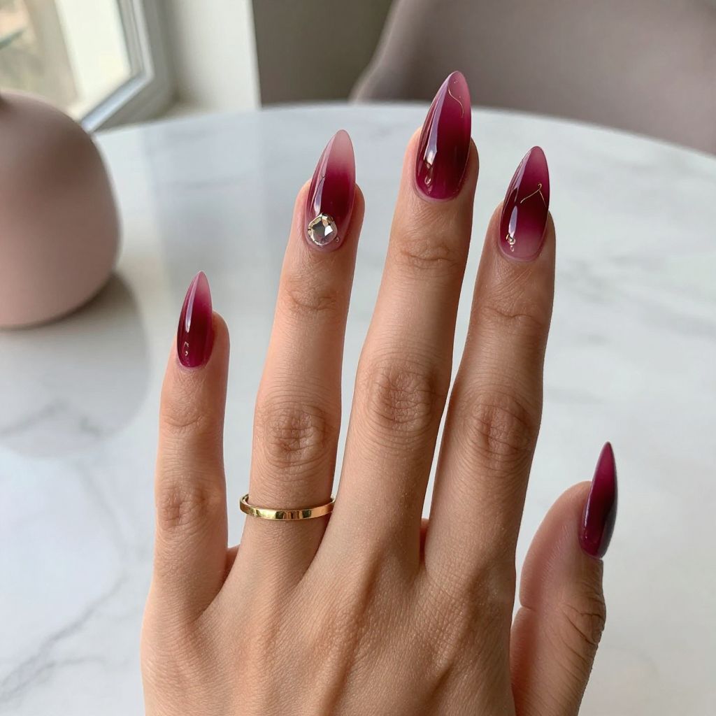 Berry Jelly Stiletto Nails