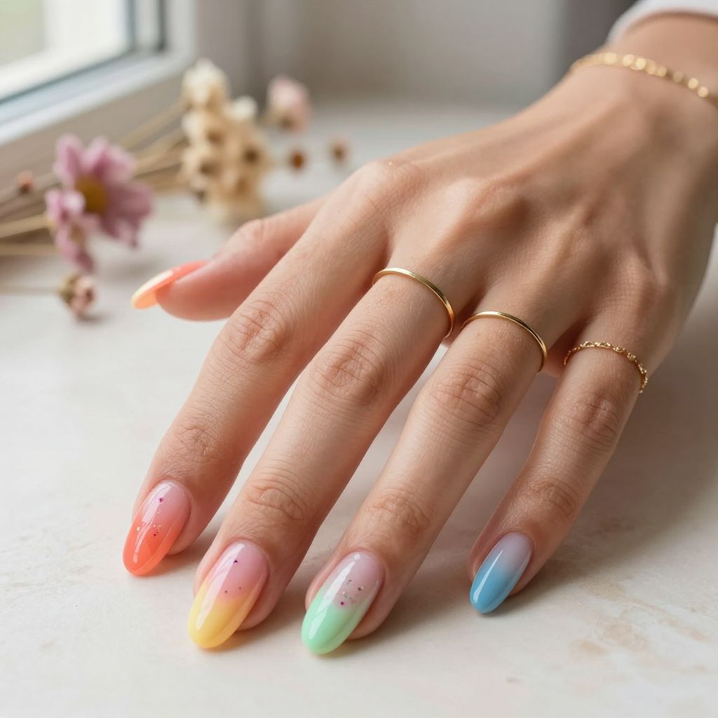 Jelly Gradient Rainbow Nails