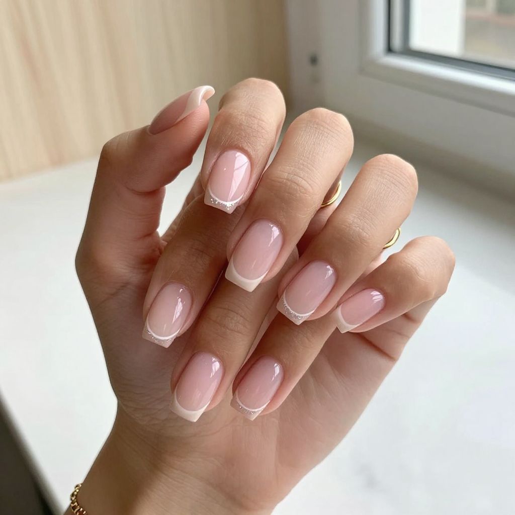 Jelly French Tips on Nude Base