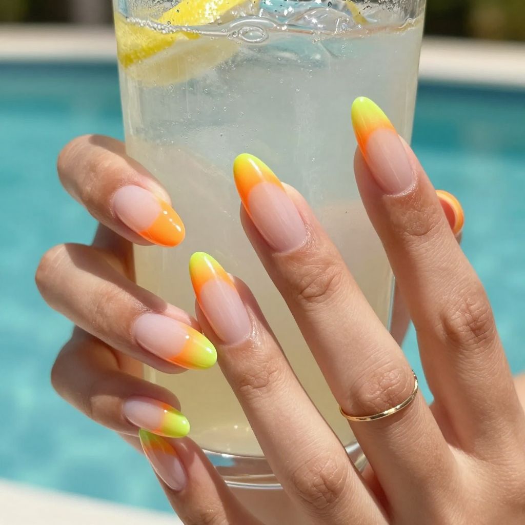 Citrus Sorbet Tips July nail idea