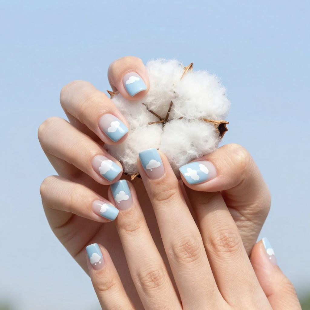 Soft Cloud Art July nail idea