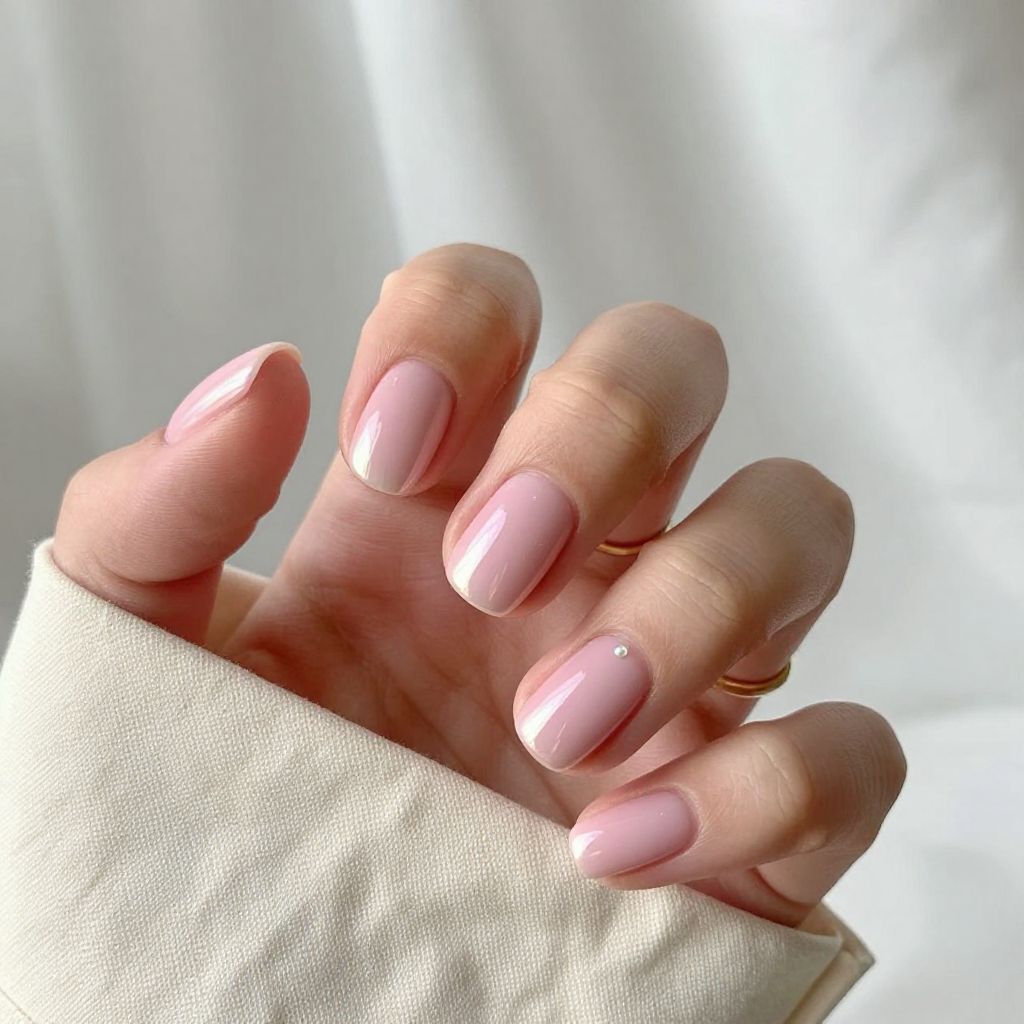 Strawberry Milk Chrome July nail idea