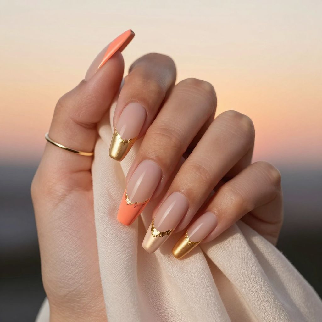 Sunset Ombre Strokes July nail idea