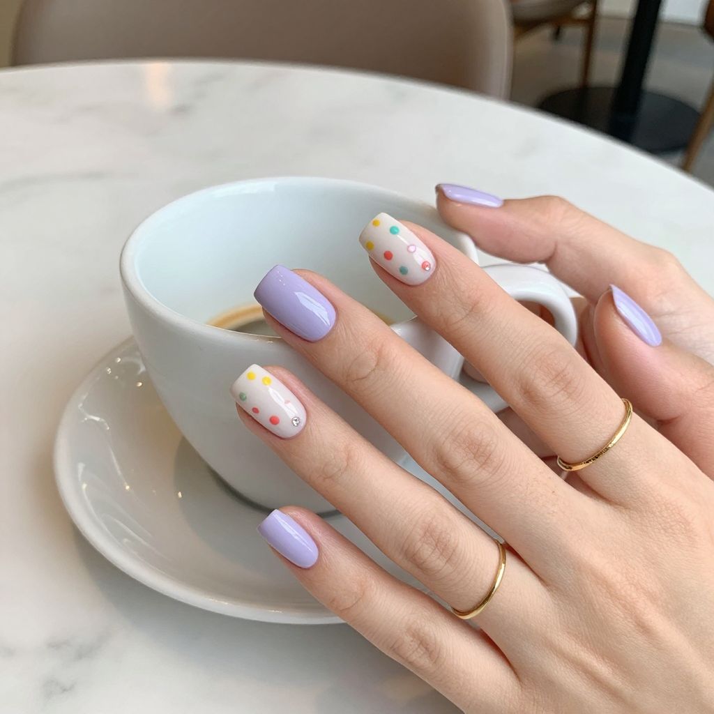 Pastel sprinkle confetti nails
