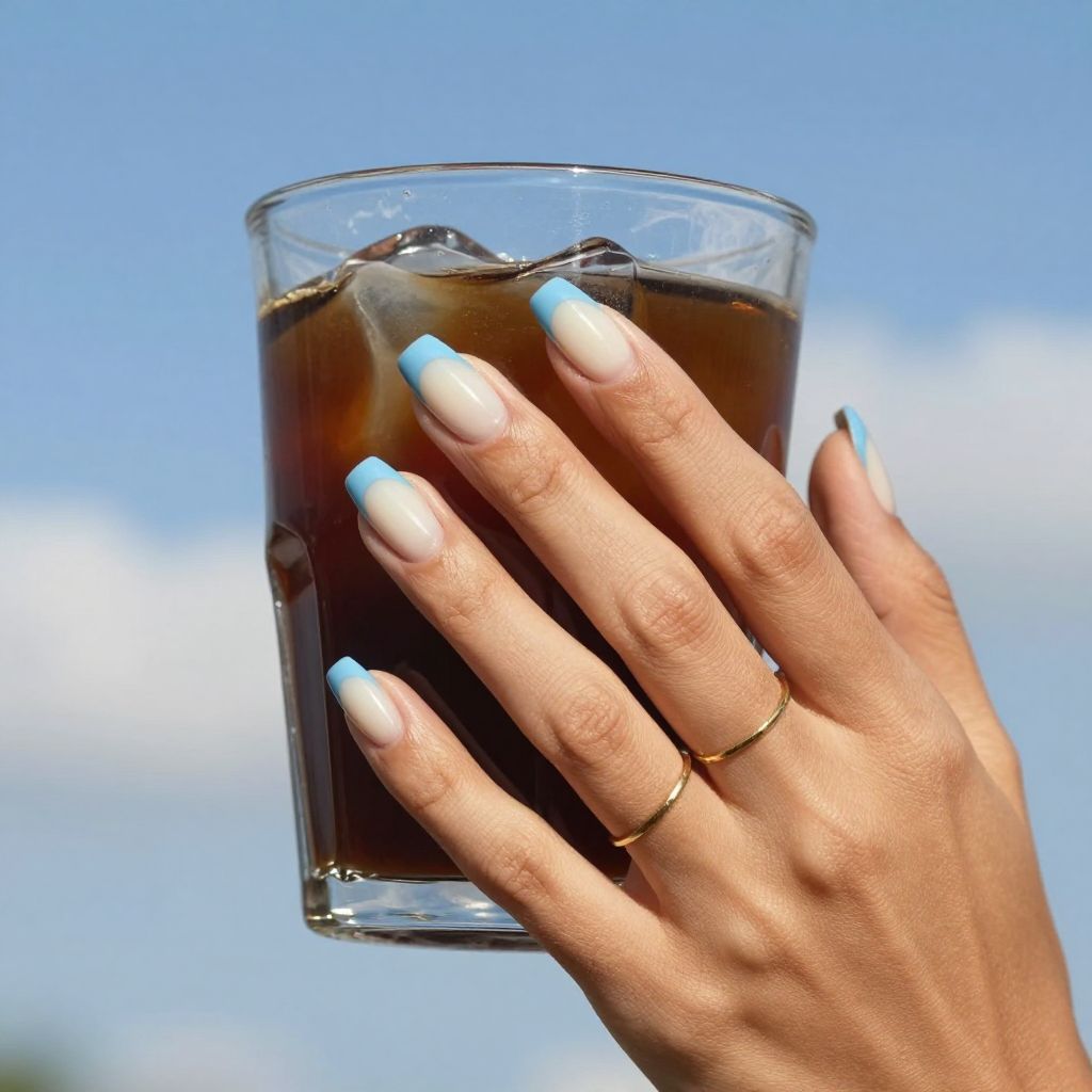 Sky blue negative space nails