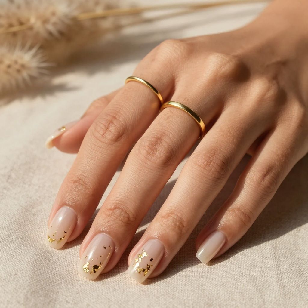 Golden foil fleck nails