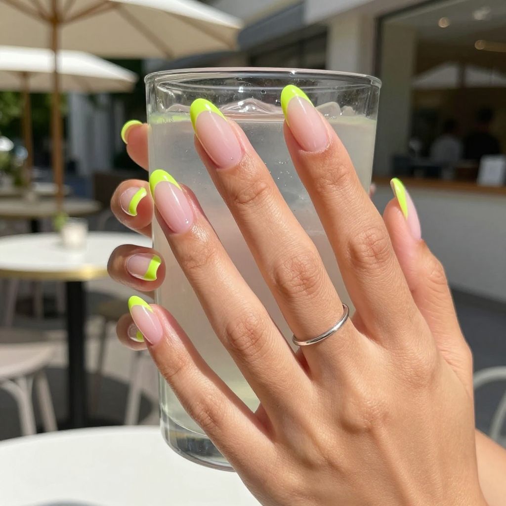 Neon French tip nails