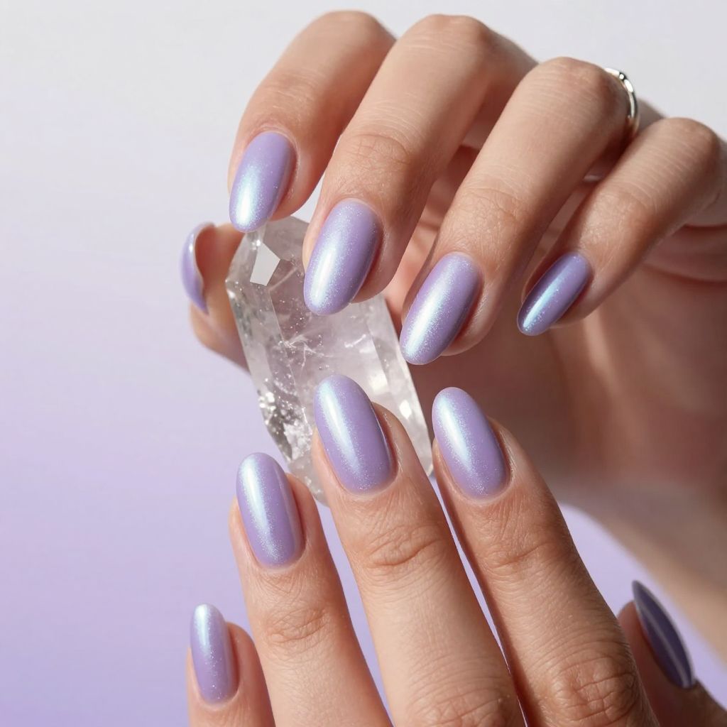 Lavender chrome nails