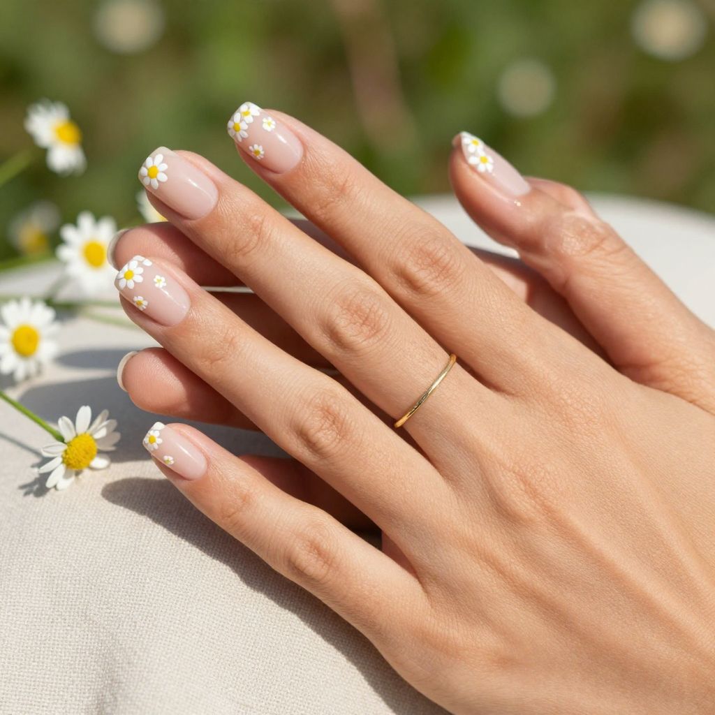 Daisy field tip nails