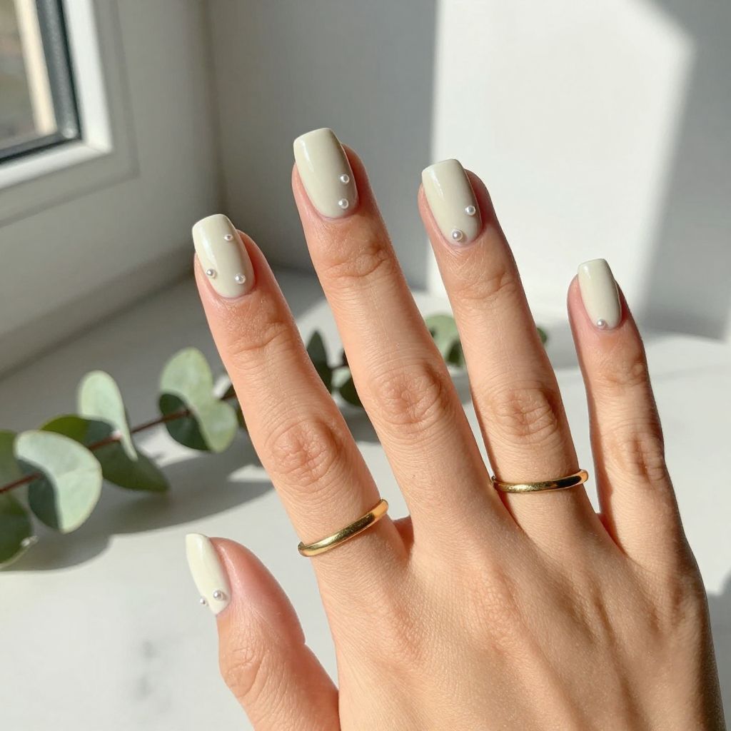 Mint Cream With Tiny Pearls