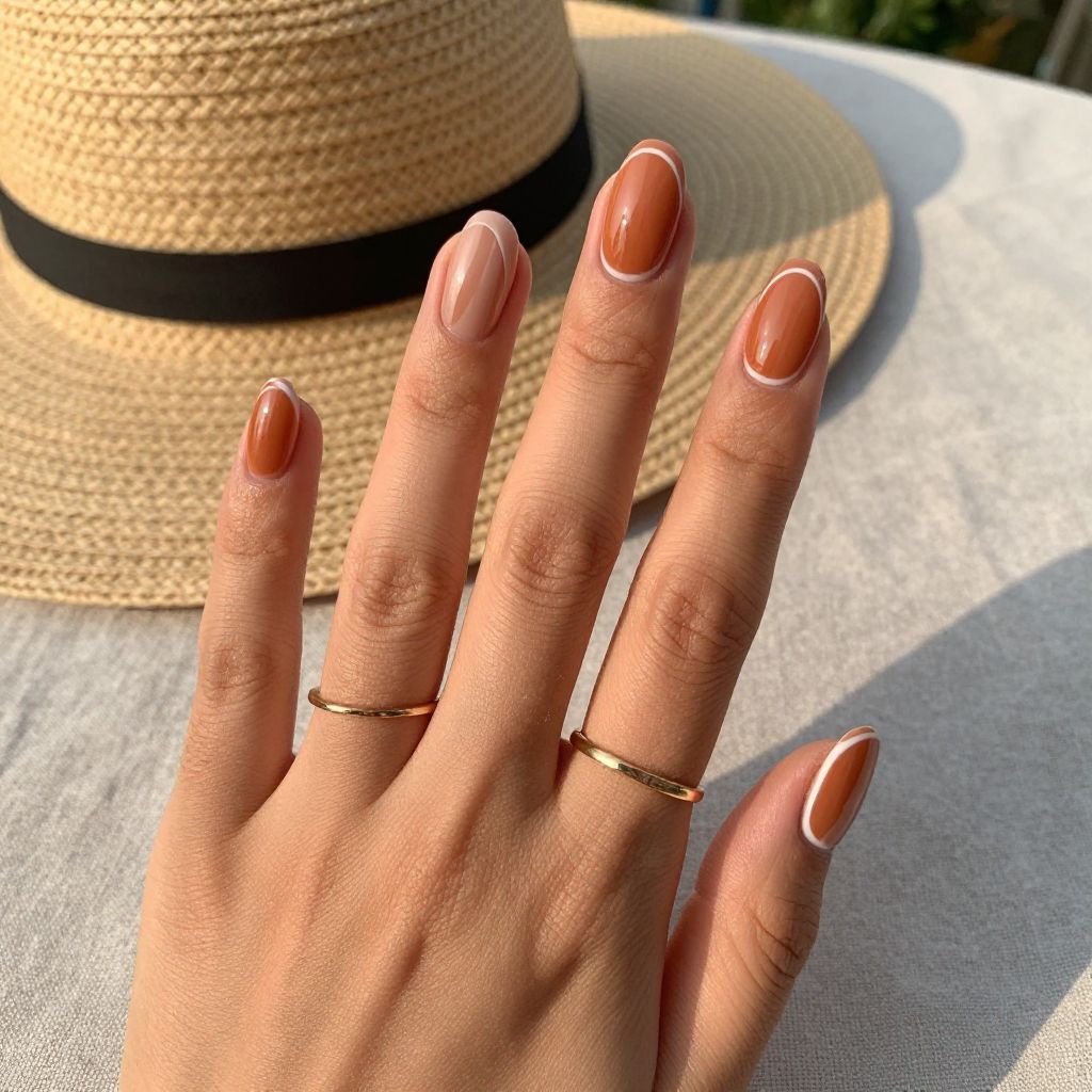 Burnt Apricot Negative Space Nails