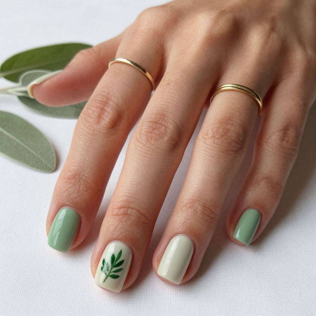 Sage Green Square Nails