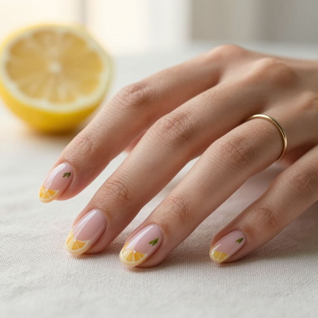 Sheer Pink With Tiny Citrus Art