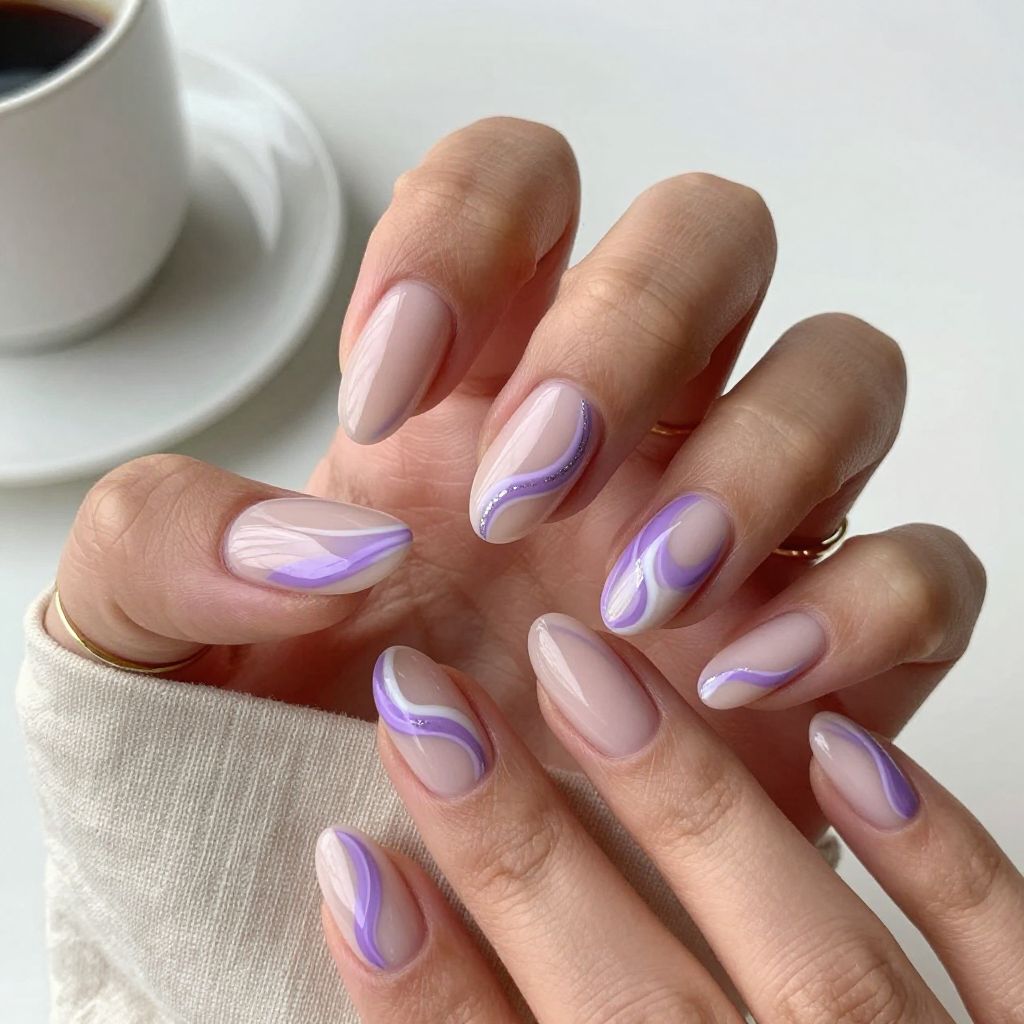 Lavender Swirl Nails