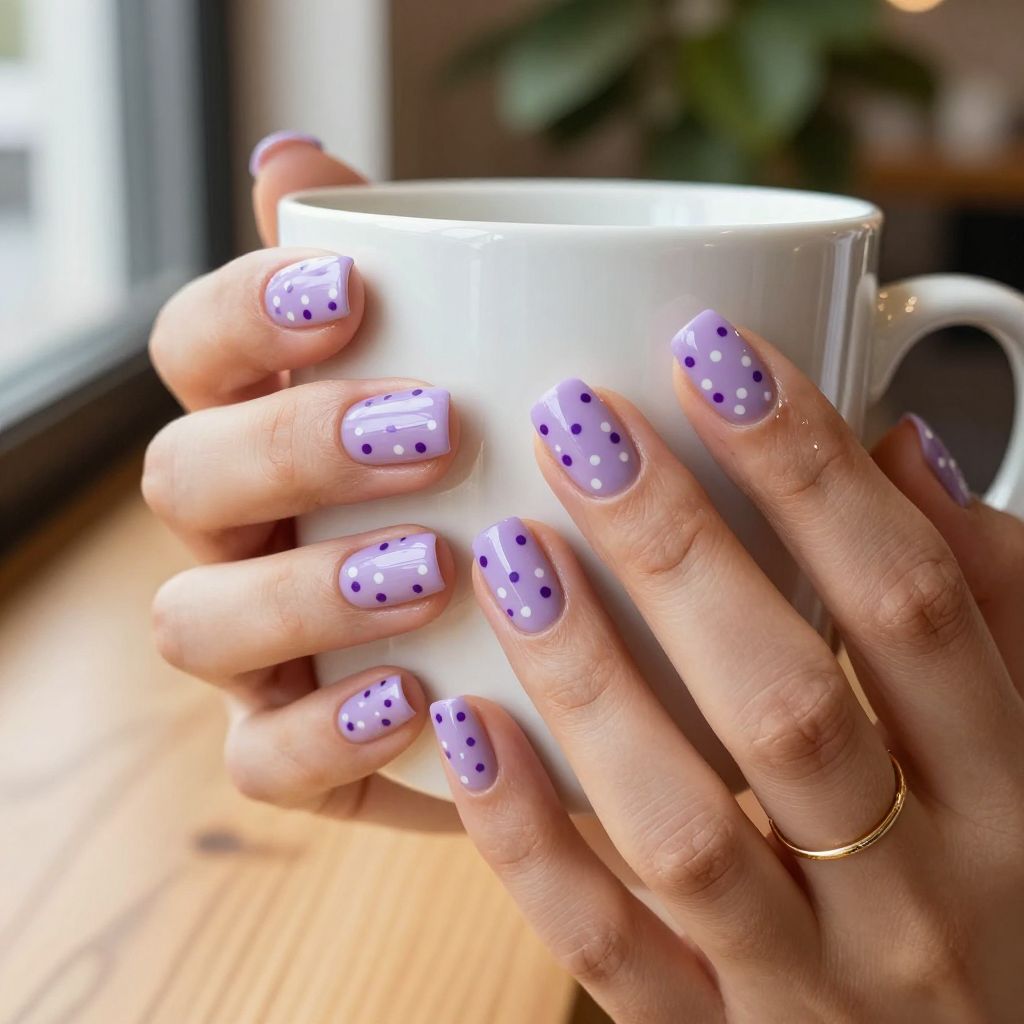 Lavender Polka Dot Nails