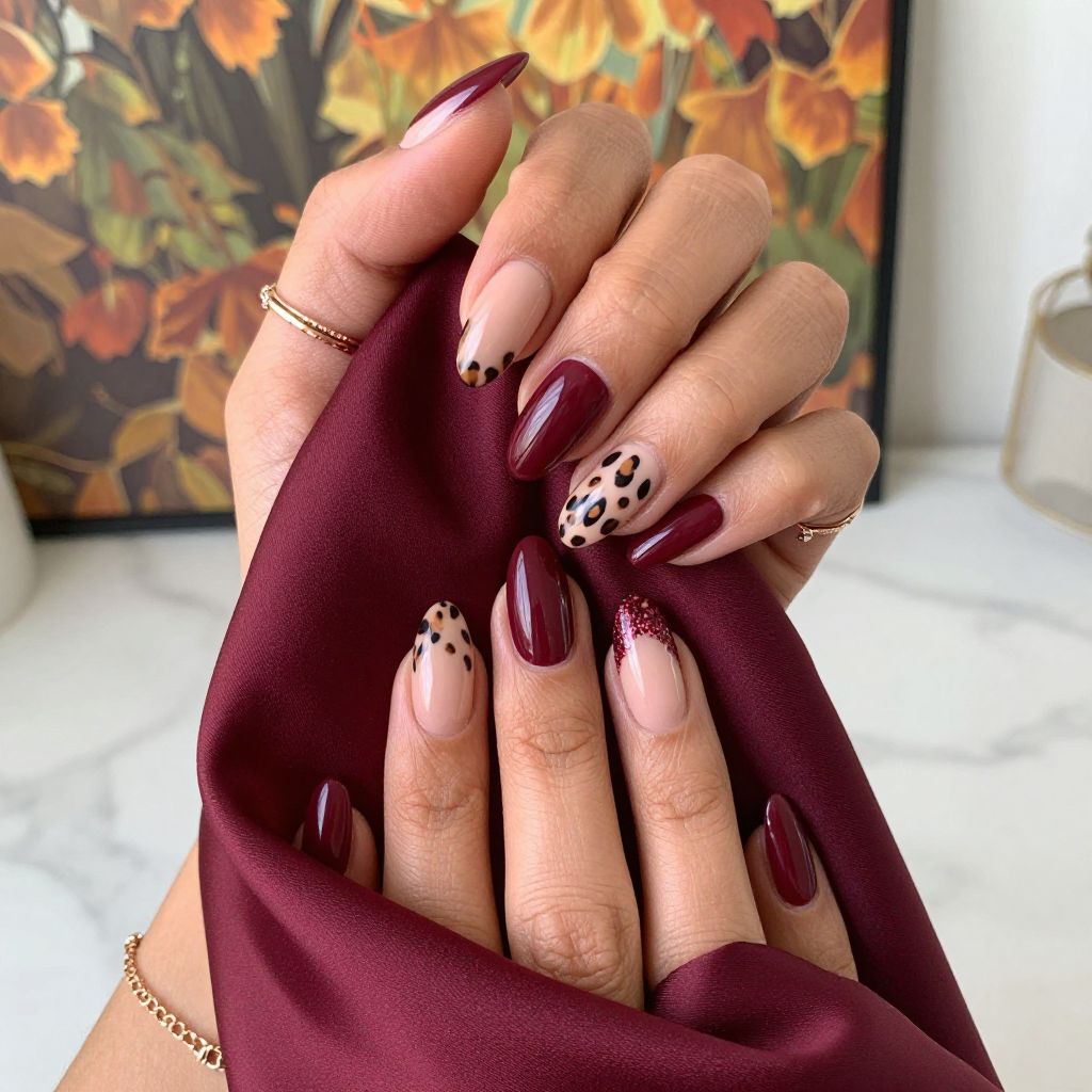 Leopard and Burgundy Combination