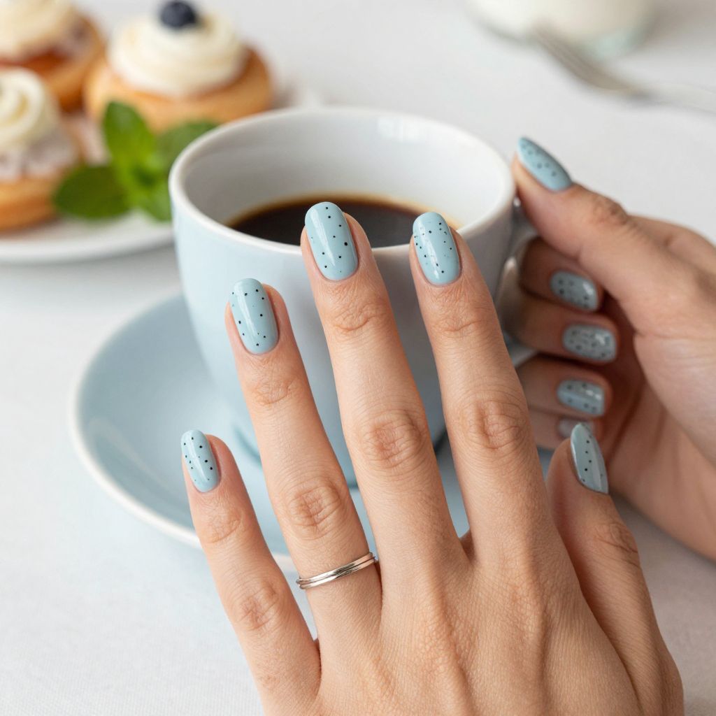 Speckled Eggshell Chic Light Blue Nails