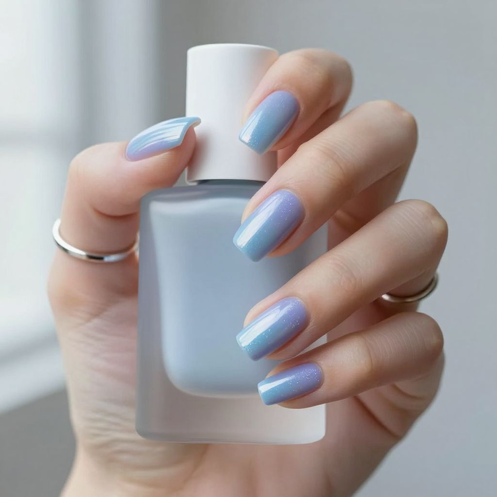 Blueberry Milk Chrome Nails