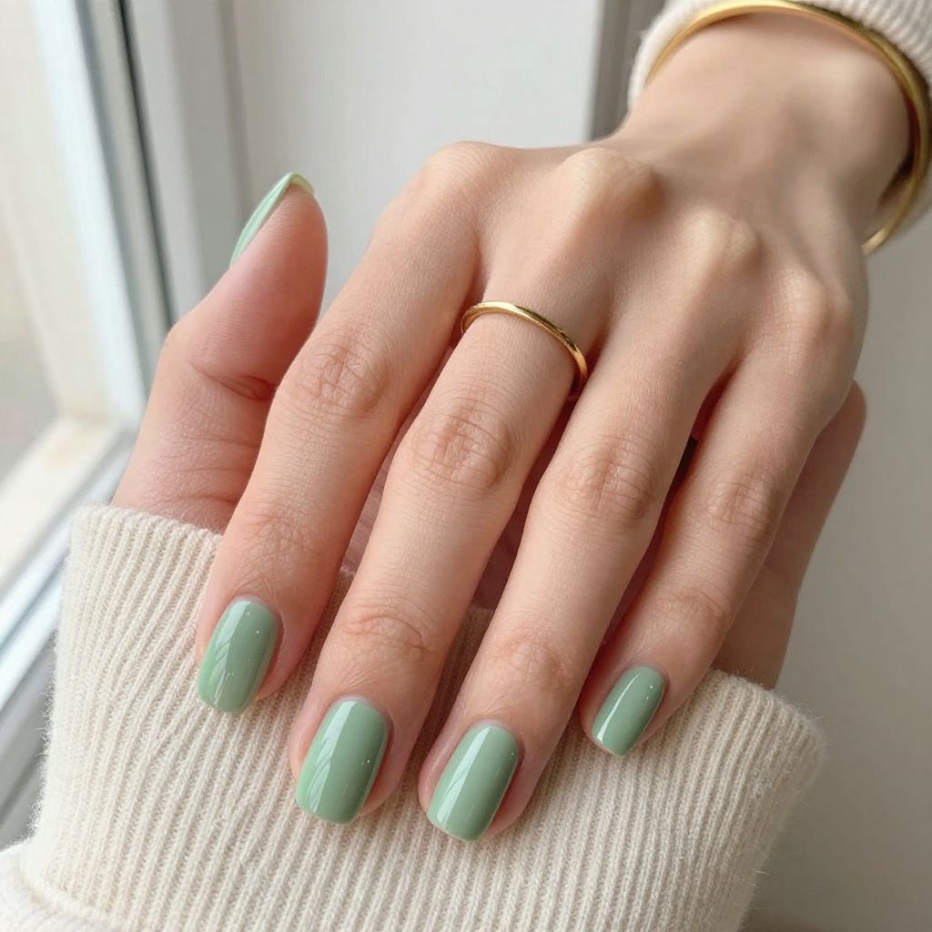 Soft Sage Almond Nails