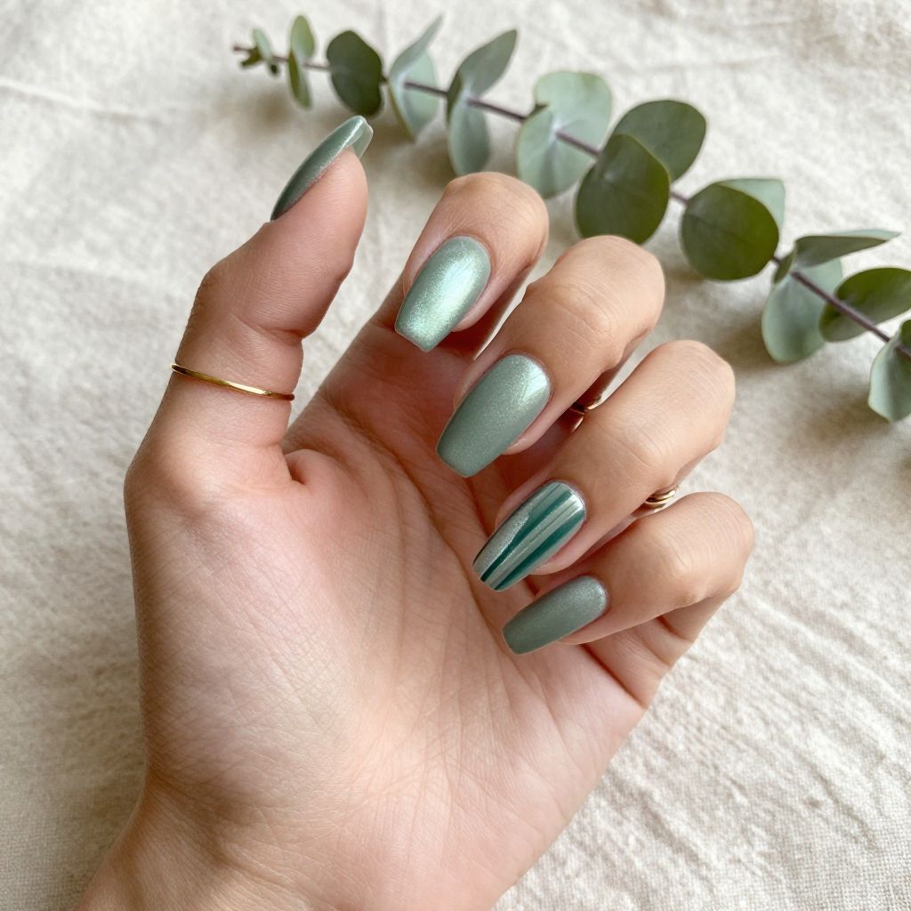 Sage Green Velvet Nails