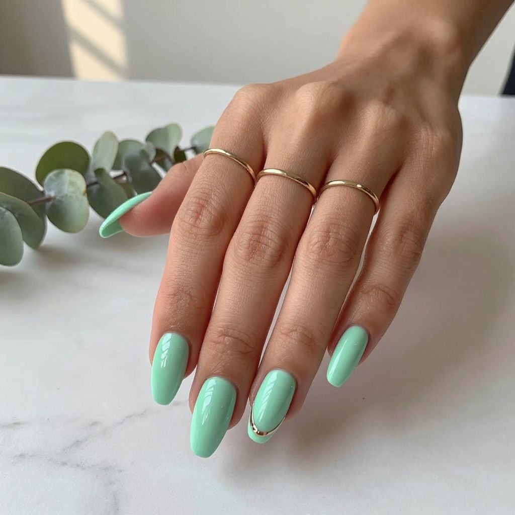 High Shine Neo Mint Coffin Nails