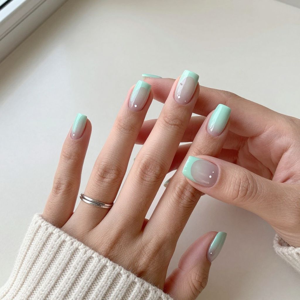Milky Mint Square Tips