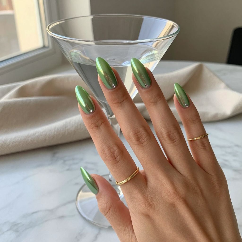 Matcha Chrome Nails