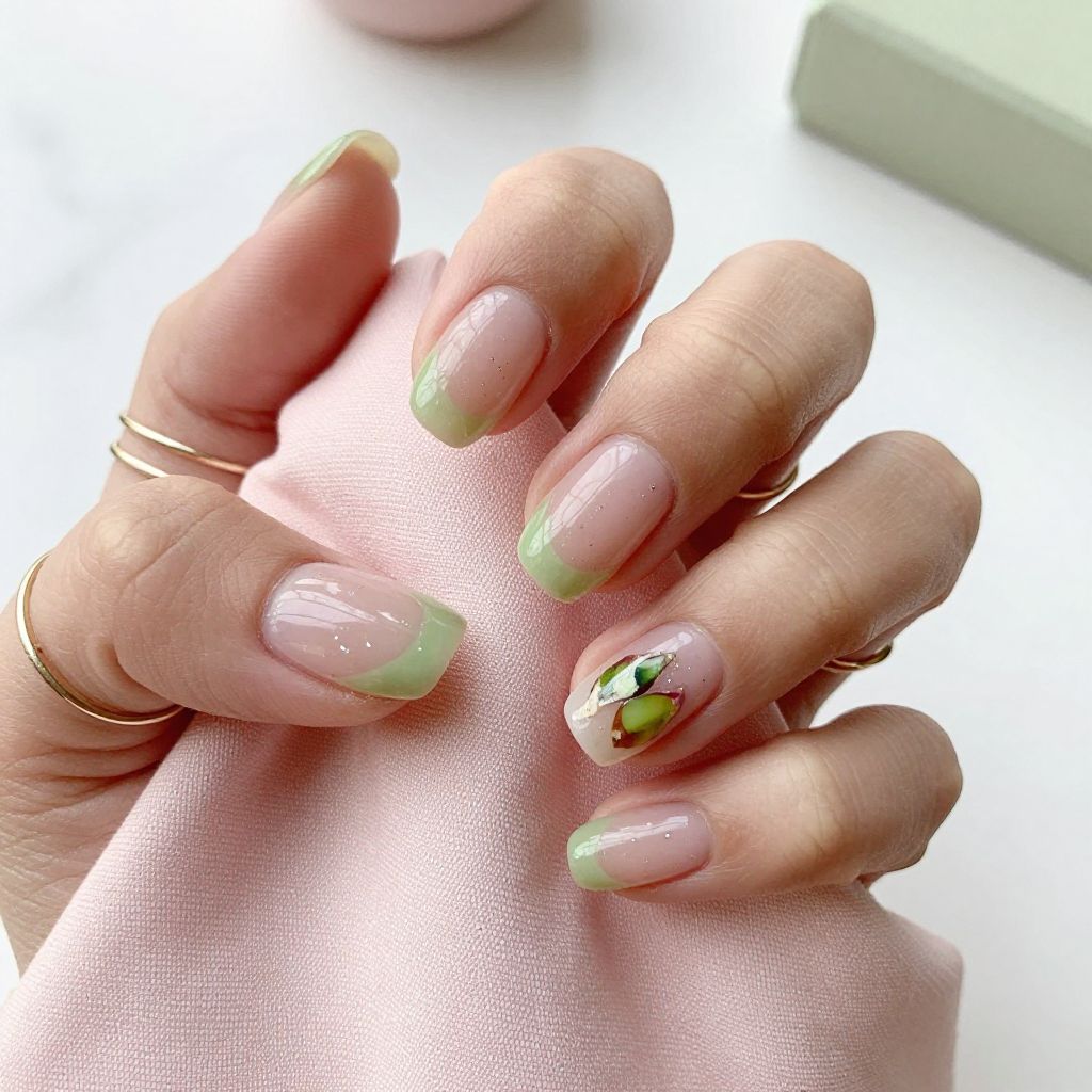 Sheer Pistachio Jelly Nails