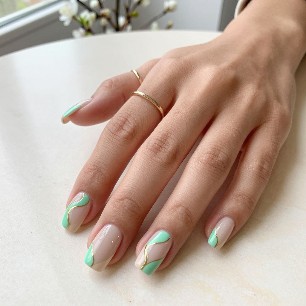 Light Green and Nude Swirls