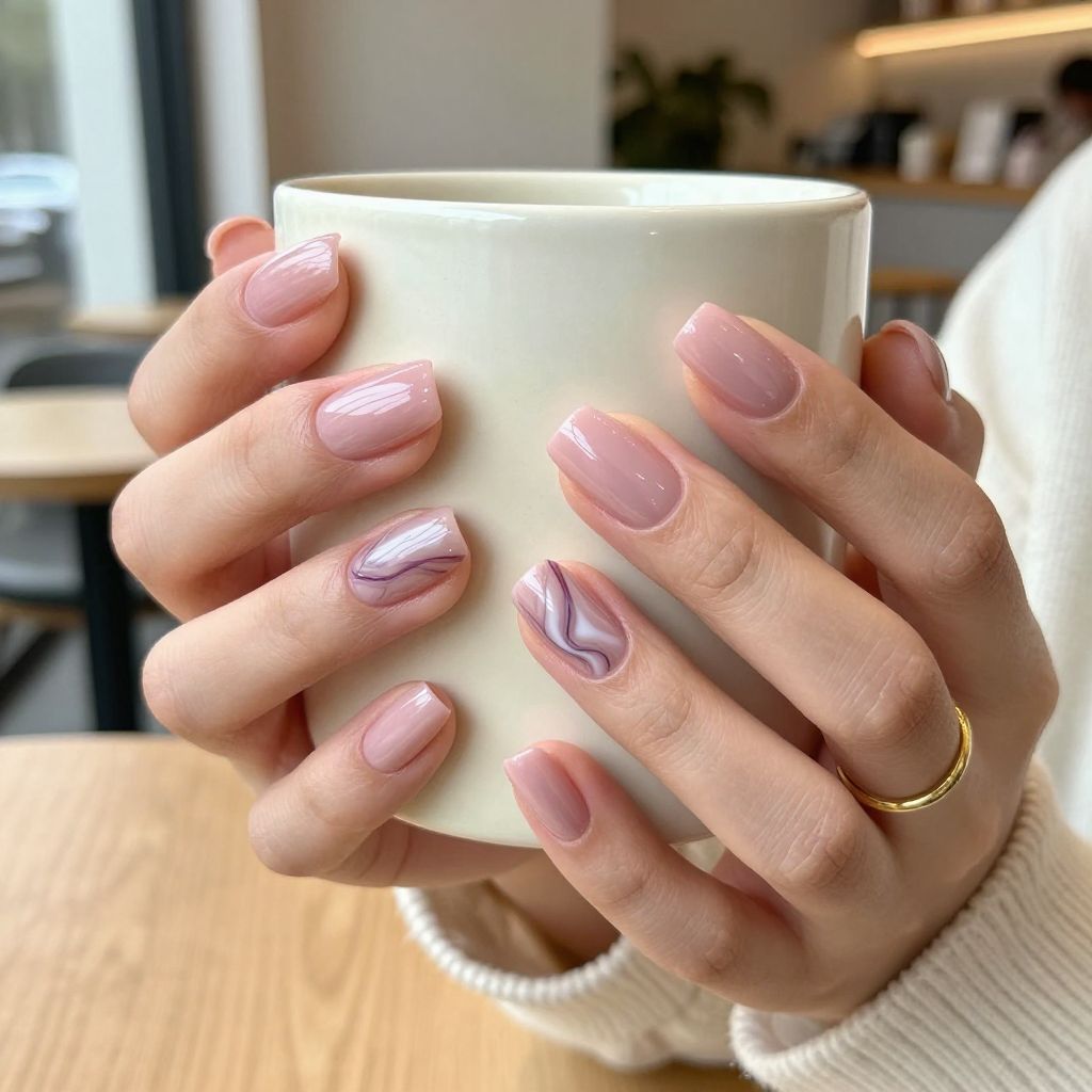 Marble Blush Statement light pink nails