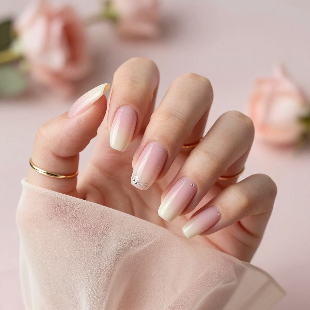 Soft Ombre Dream light pink nails
