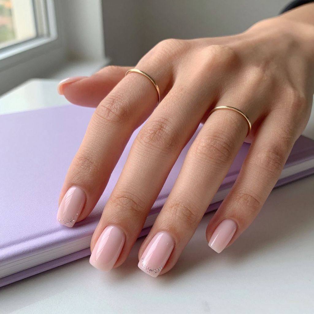 Cotton Candy Square Shine light pink nails