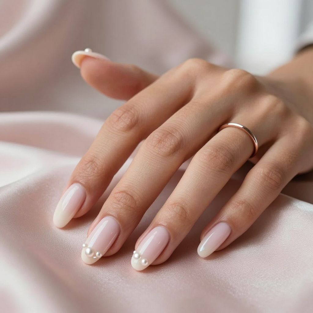 Pearl Drop Elegance light pink nails