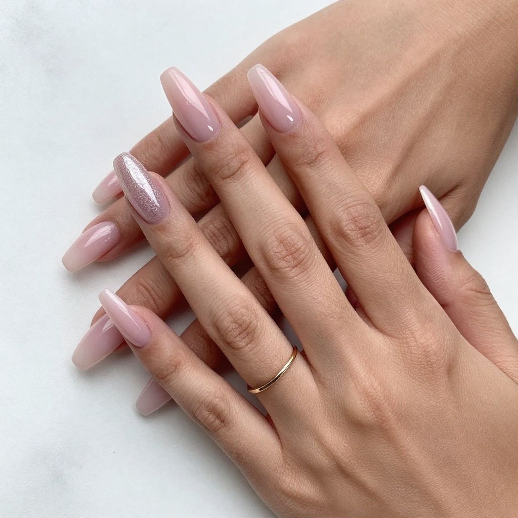 Sheer Pink Coffin Nails