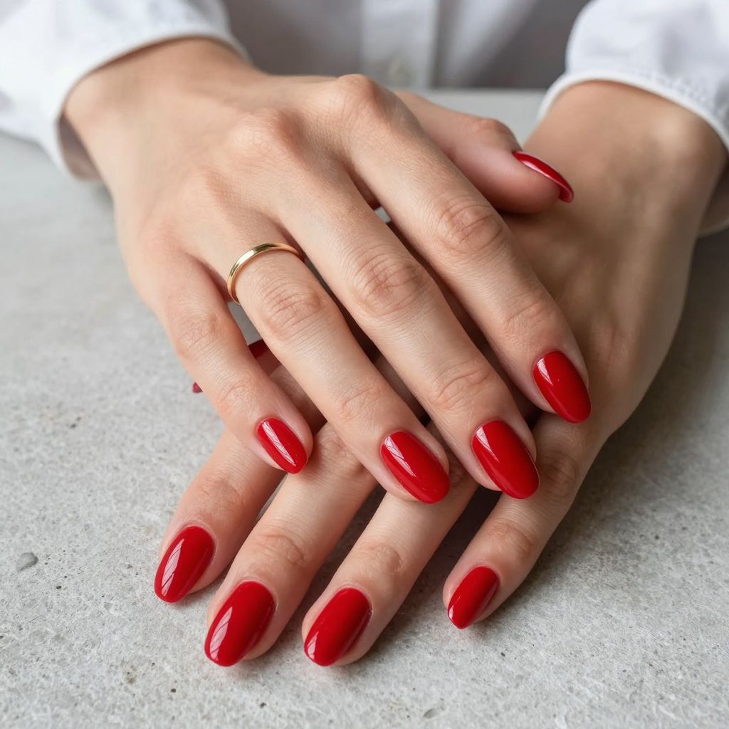 Red Oval Nails