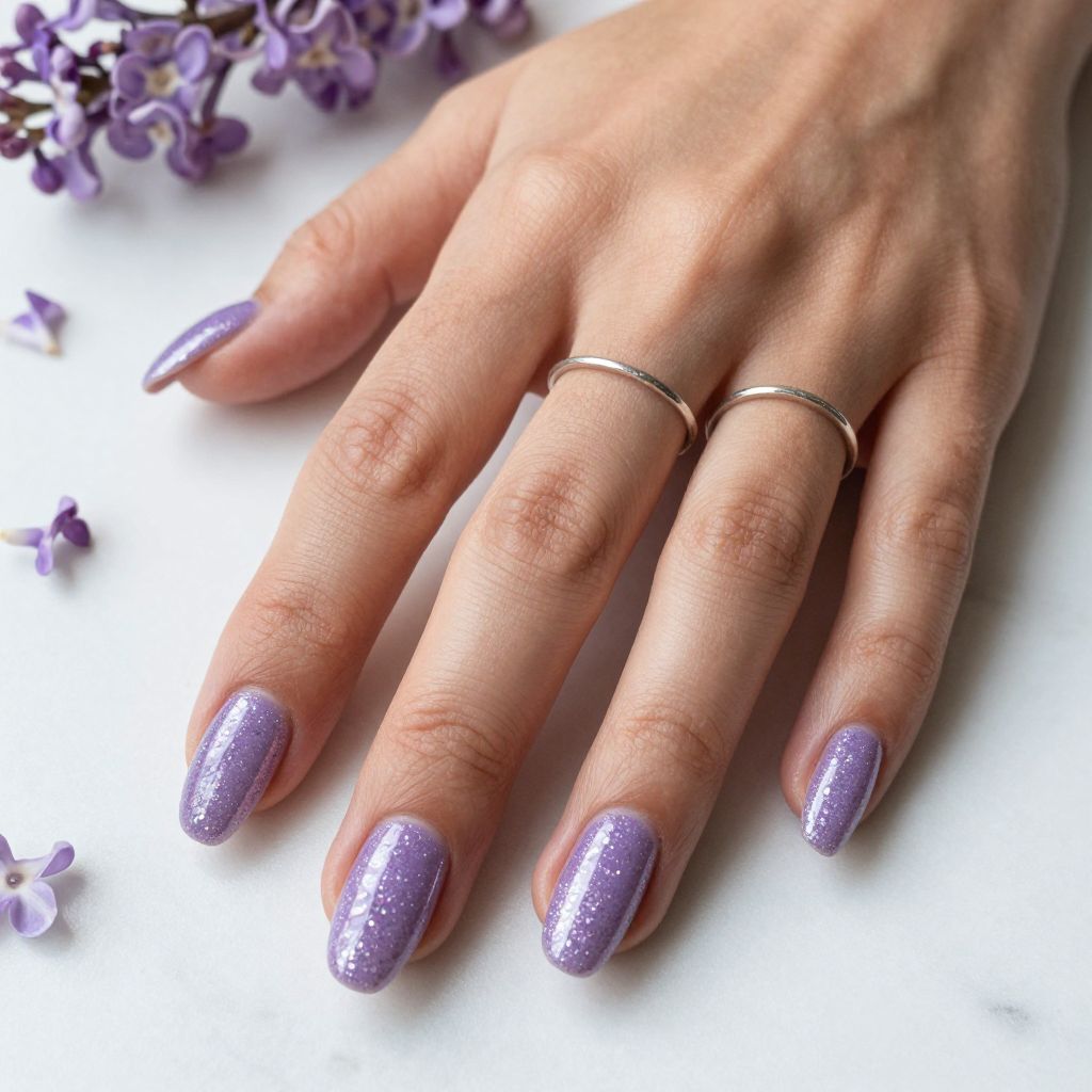 Lavender Glitter Coffin Nails