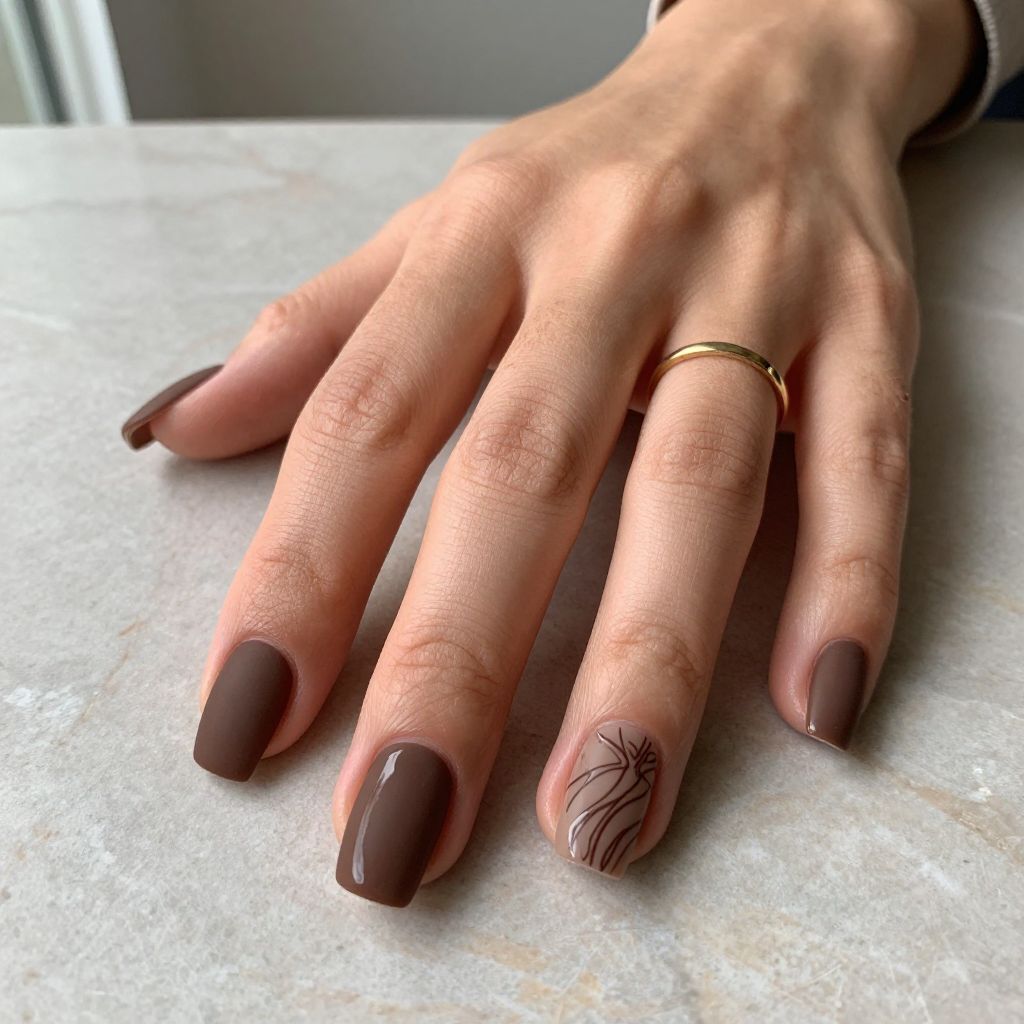 Matte Mocha Square Nails