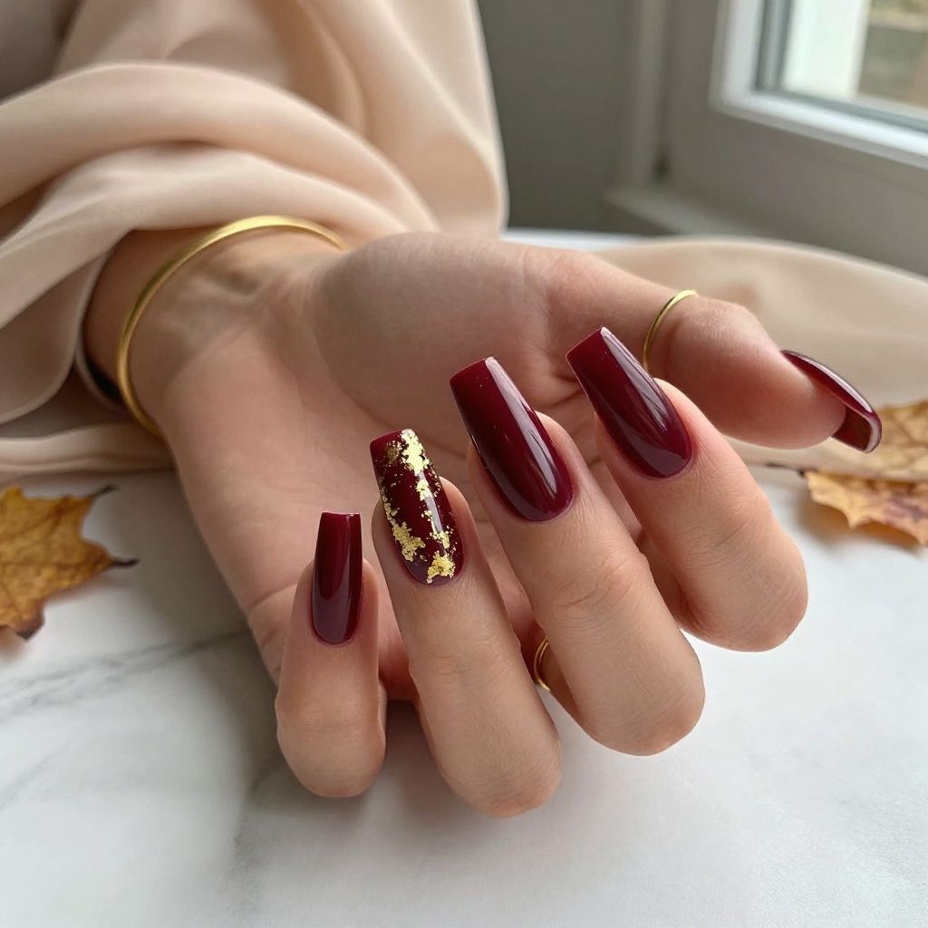 Burgundy Square Nails