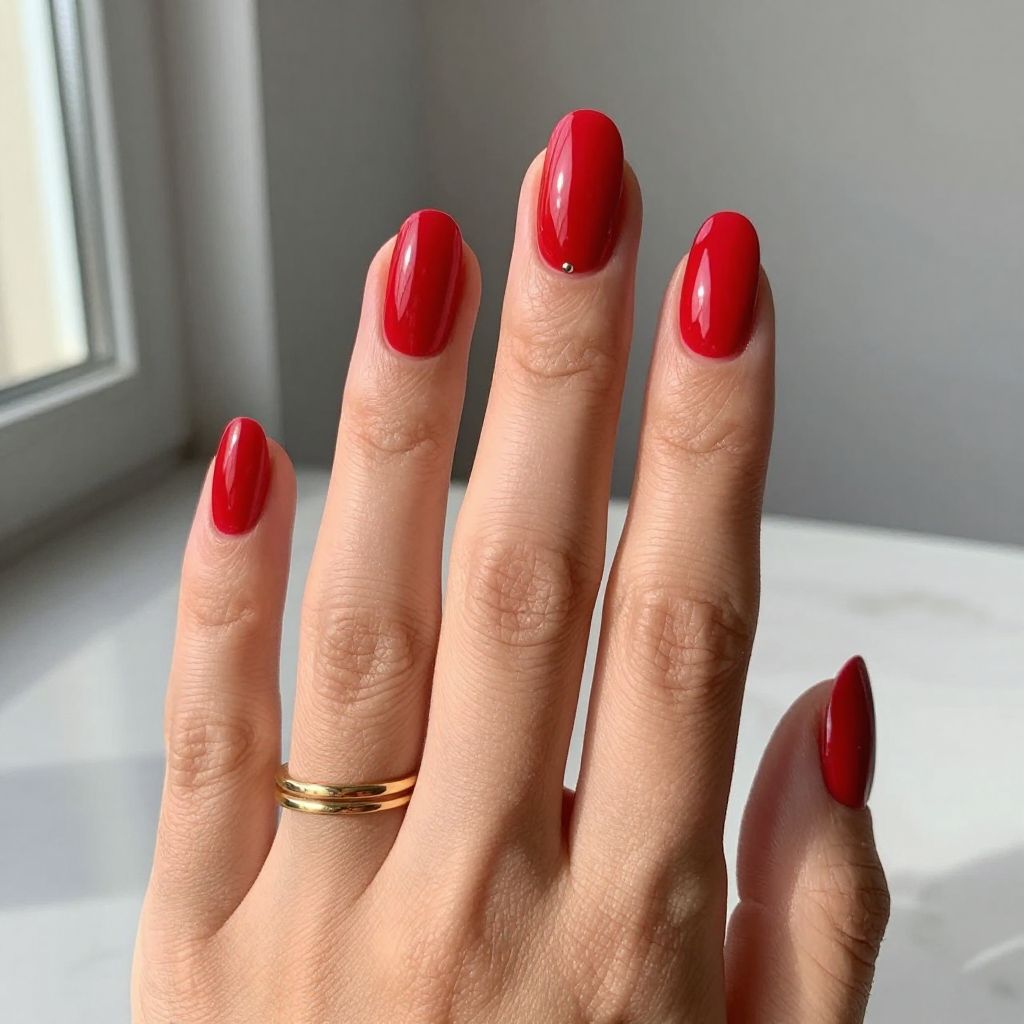 Red Coffin Nails with Glossy Shine