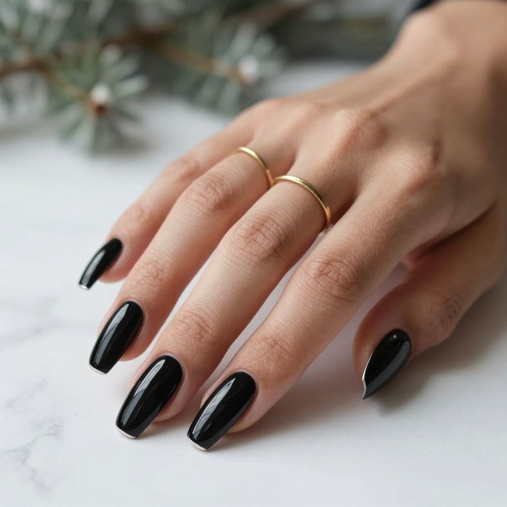 Black Gloss Coffin Nails
