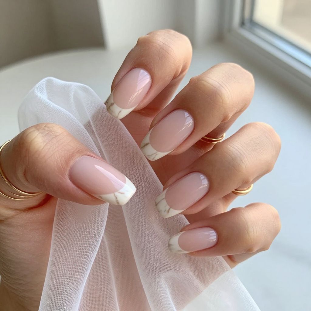 Nude Marble French Tips