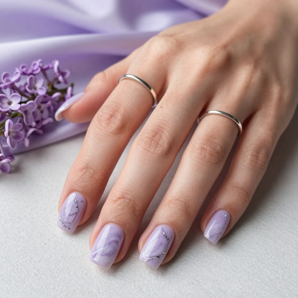 Lavender Marble with Silver Accents