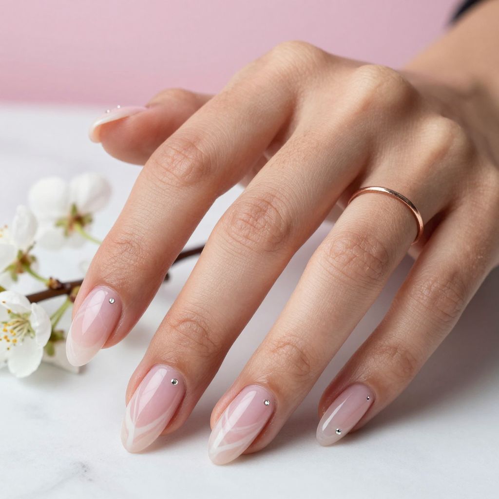Rose Quartz Marble Nails
